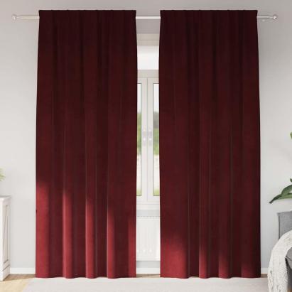 Perdele opace 2 pcs Roșu Vin 140 x 245 cm Catifea GartenMobel Dekor