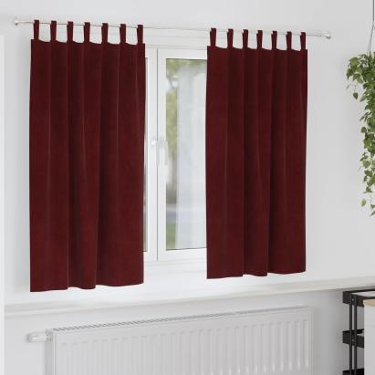Perdele opace 2 pcs Roșu Vin 140 x 175 cm Catifea GartenMobel Dekor