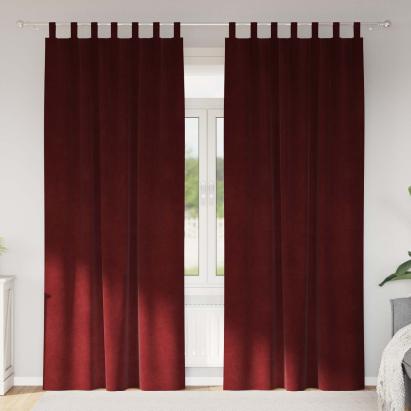 Perdele opace 2 pcs Roșu Vin 140 x 225 cm Catifea GartenMobel Dekor
