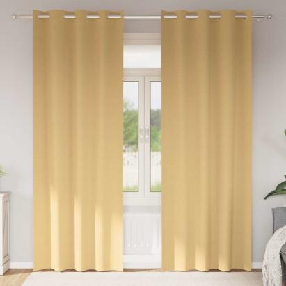 Perdele Opaque cu Inel 2 pcs Bej 245 x 140 cm Poliester GartenMobel Dekor