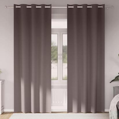 Perdele Opaque cu Inel 2 pcs Maro închis 245 x 140 cm Poliester GartenMobel Dekor