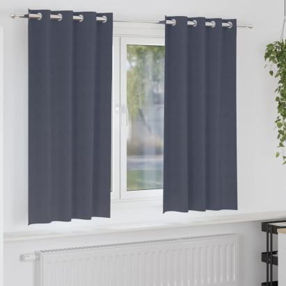 Perdele Opaque cu Inel 2 pcs Antracit 175 x 140 cm Poliester GartenMobel Dekor