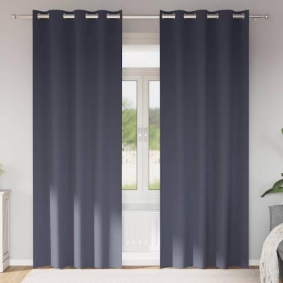 Perdele Opaque cu Inel 2 pcs Antracit 260 x 140 cm Poliester GartenMobel Dekor