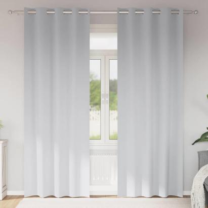 Perdele Opaque cu Inel 2 pcs Gri Deschis 245 x 140 cm Poliester GartenMobel Dekor