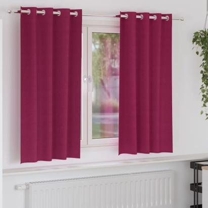 Perdele Opaque cu Inel 2 pcs Roșu Vin 175 x 140 cm Poliester GartenMobel Dekor
