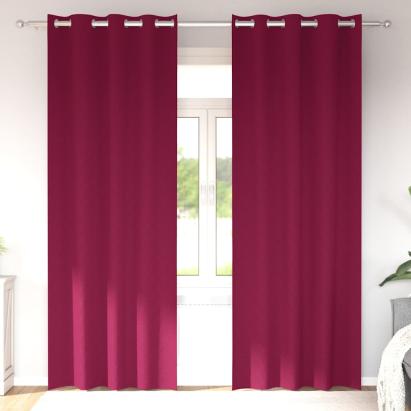 Perdele Opaque cu Inel 2 pcs Roșu Vin 225 x 140 cm Poliester GartenMobel Dekor