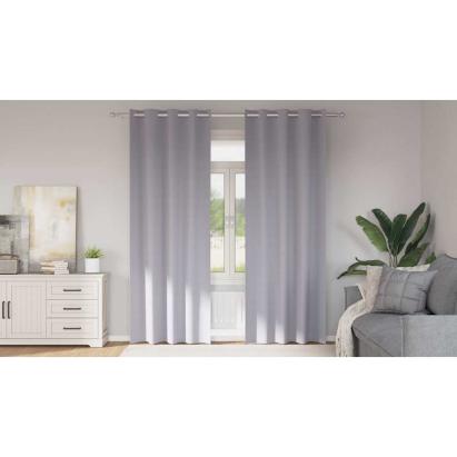 Perdele Opaque cu Inel 2 pcs Gri Metalic 260 x 140 cm Poliester GartenMobel Dekor
