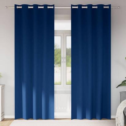 Perdele Opaque cu Inel 2 pcs Albastru închis 245 x 140 cm GartenMobel Dekor