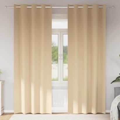 Perdele Opaque cu Inel 2 pcs Crem 245 x 140 cm Poliester GartenMobel Dekor