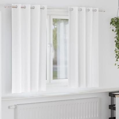 Perdele Opaque cu Inel 2 pcs Alb pur 175 x 140 cm Poliester GartenMobel Dekor
