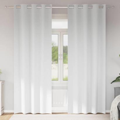 Perdele Opaque cu Inel 2 pcs Alb pur 245 x 140 cm Poliester GartenMobel Dekor