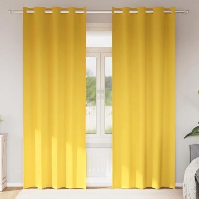 Perdele Opaque cu Inel 2 pcs Galben muștar 225 x 140 cm GartenMobel Dekor