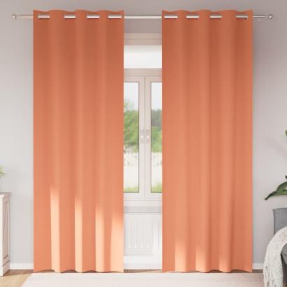 Perdele Opaque cu Inel 2 pcs Terracota 245 x 140 cm Poliester GartenMobel Dekor
