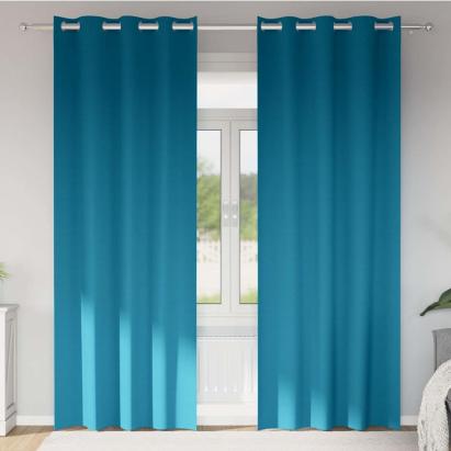 Perdele Opaque cu Inel 2 pcs Turcoaz 260 x 140 cm Poliester GartenMobel Dekor