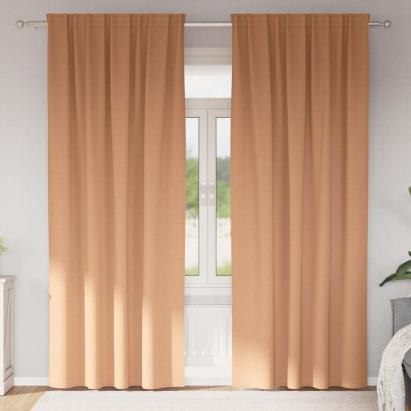 Perdele Opaque cu Inel 2 pcs Maro deschis 245 x 140 cm GartenMobel Dekor
