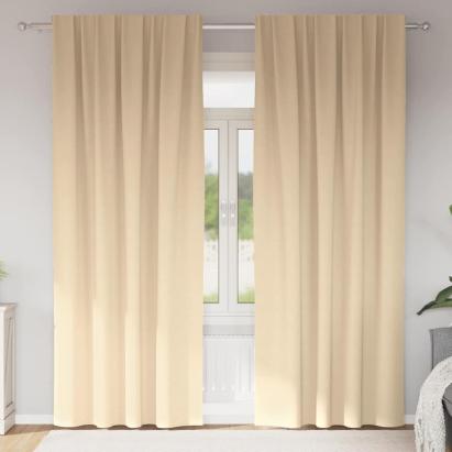 Perdele Opaque cu Inel 2 pcs Crem 245 x 140 cm Poliester GartenMobel Dekor
