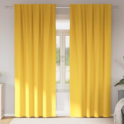 Perdele Opaque cu Inel 2 pcs Galben muștar 225 x 140 cm GartenMobel Dekor