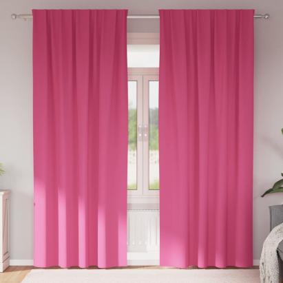 Perdele Opaque cu Inel 2 pcs Roz Aprins 245 x 140 cm Poliester GartenMobel Dekor