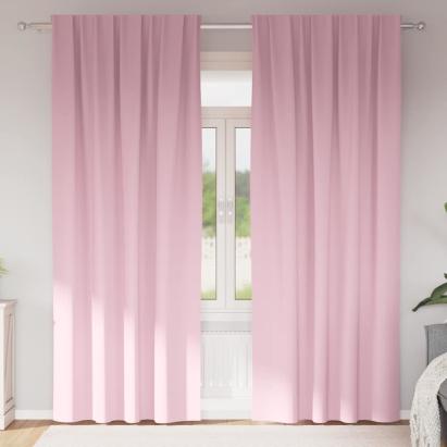 Perdele Opaque cu Inel 2 pcs Roz bebe 225 x 140 cm Poliester GartenMobel Dekor