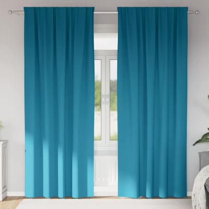 Perdele Opaque cu Inel 2 pcs Turcoaz 225 x 140 cm Poliester GartenMobel Dekor