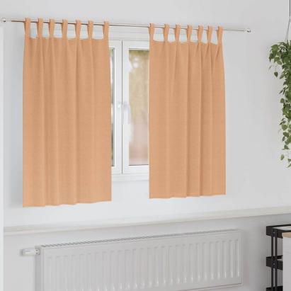 Perdele Opaque cu Inel 2 pcs Maro deschis 140 x 140 cm GartenMobel Dekor