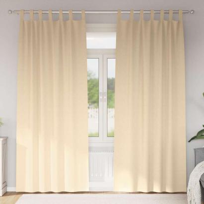 Perdele Opaque cu Inel 2 pcs Crem 260 x 140 cm Poliester GartenMobel Dekor