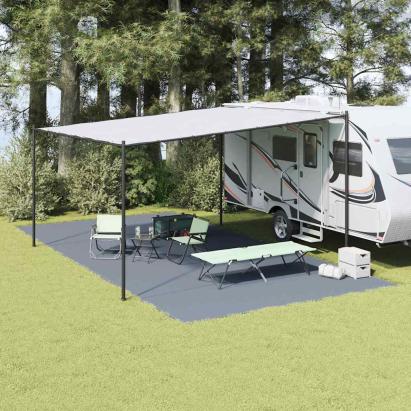 Covor pentru cort camping 800x400 cm, albastru-gri, polietilena HDPE