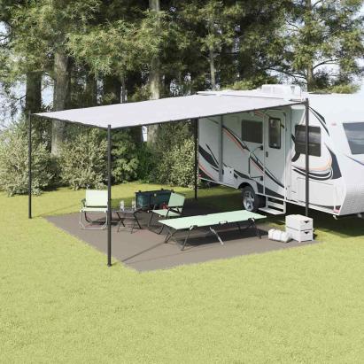 Covor pentru cort camping 500x400 cm, gri deschis, polietilena
