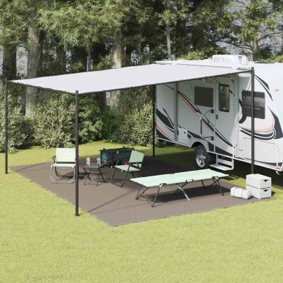 Covor pentru cort și camping 600x400 cm, gri deschis, polietilenă