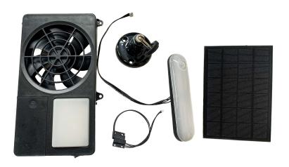 Kit accesorii solar pentru căsuță de grădină cu ventilator și iluminare