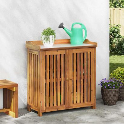 Dulap de grădină natural 93 x 41,5 x 98cm Lemn Solid de Acacia GartenMobel Dekor