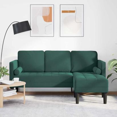 Set de canapea cu pernă Verde închis Poliester GartenMobel Dekor