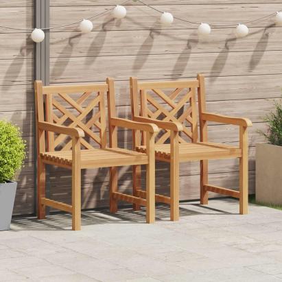 Scaun pentru Grădină 2 pcs 60 x 58 x 90 cm Lemn solid de tec GartenMobel Dekor