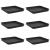 Tavă Pătrată pentru Flori 6 pcs Negru 25,5 x 25,5 x 2,5 cm GartenMobel Dekor
