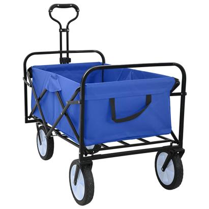 Trolley Manevrabil Pliabil Manual albastru 94 x 53 x 99 cm GartenMobel Dekor
