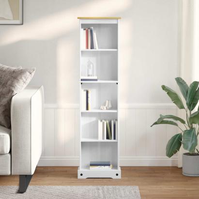 Bibliotecă Alb 46 x 20 x 170 cm Lemn de pin masiv GartenMobel Dekor