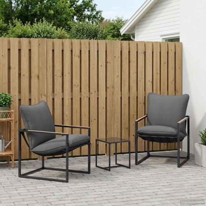 Set de canapele pentru grădină 3 pcs Negru și antracit Oțel GartenMobel Dekor