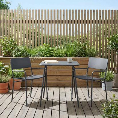 Scaune de grădină 2 pcs Antracit 51 x 55 x 81 cm Oțel GartenMobel Dekor