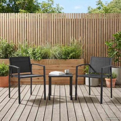 Scaune de grădină 2 pcs Negru și antracit 53,5 x 59 x 77 cm GartenMobel Dekor
