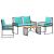 Set de Mobilier pentru Exterior cu pernă 9 pcs Negru și Turcoaz GartenMobel Dekor