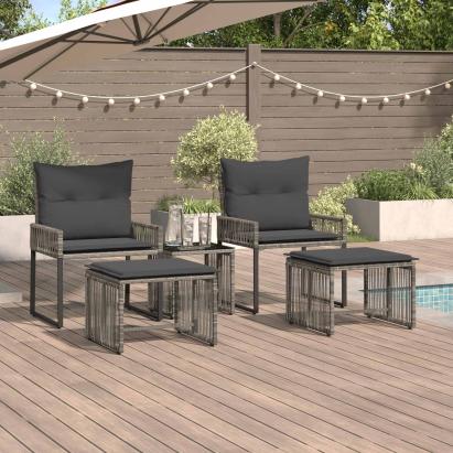 Set de Mobilier pentru Exterior 11 pcs Gri și gri închis GartenMobel Dekor