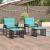 Set de Mobilier pentru Exterior 11 pcs Negru și Turcoaz GartenMobel Dekor