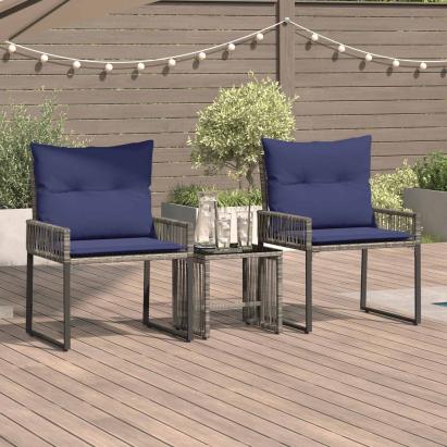 Set de Mobilier pentru Exterior 7 pcs Gri și albastru marin GartenMobel Dekor