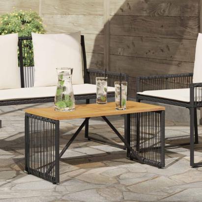 Masă de exterior Negru și Maro 80 x 40 x 40 cm poliratan GartenMobel Dekor