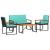 Set de Mobilier pentru Exterior cu pernă 4 pcs Negru și Turcoaz GartenMobel Dekor