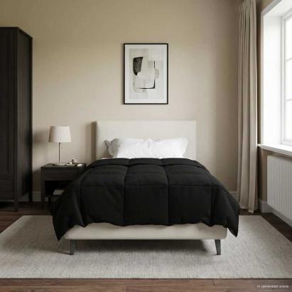 Duvet de iarnă Patos Negru 155 x 200 cm Microfibră GartenMobel Dekor