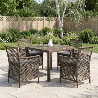 Scaun pentru exterior 4 pcs Gri și gri închis poliratan GartenMobel Dekor
