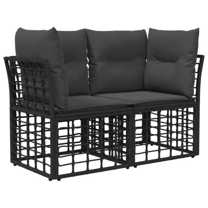 Loveseat pentru exterior 2 pcs Negru și Gri închis poliratan GartenMobel Dekor
