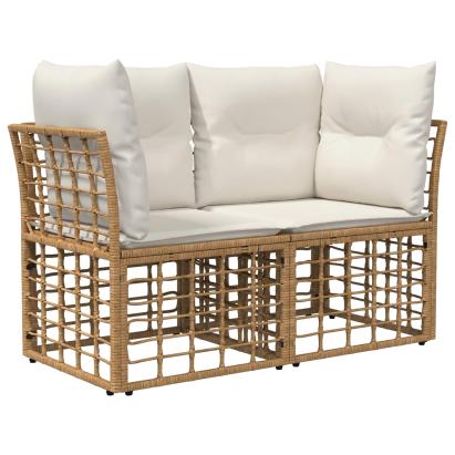 Loveseat pentru exterior 2 pcs Alb Natural și Crem poliratan GartenMobel Dekor