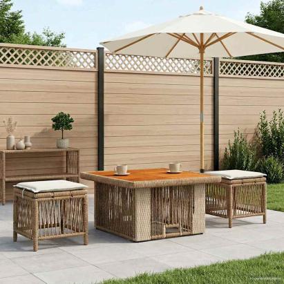Set de masă pentru grădină cu pernă 3 pcs Bej și crem poliratan GartenMobel Dekor